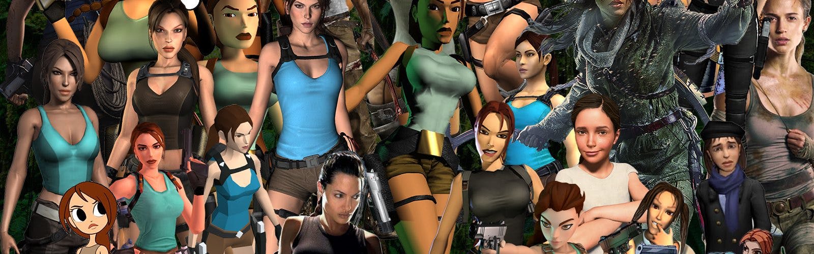 Collage of Lara Craft in different designs